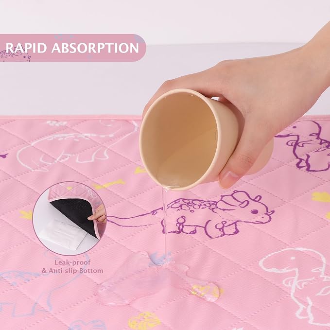 IEUUMLER Washable Pee Pads for Dogs, 2 Pack Non-Slip & Waterproof Pack Whelping Pad, Reusable Washable Puppy Potty Training Pad with Fast Absorbent for Playpen EU007 (Pink Dinosaur, 41"X41"-2pcs)