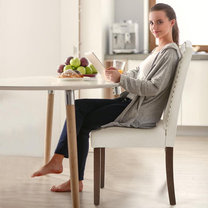 DUMOS Dining Chairs Set of 2, Modern Kitchen Table Chairs with Wooden Legs and Padded Seat, Mid Century Upholstered Accent Chair for Dining Room Kitchen Living Room Restaurant, Beige