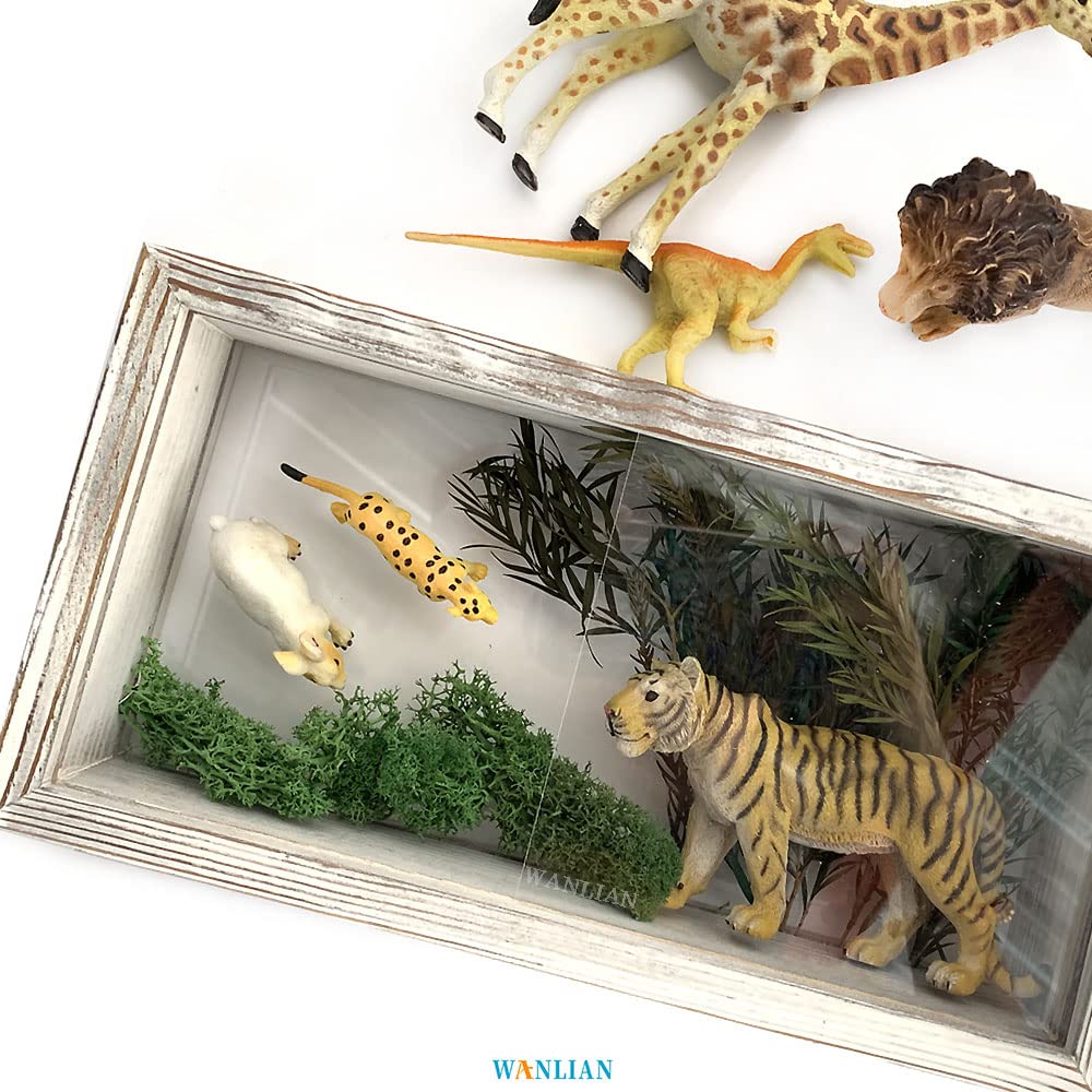 Shadow Photo Frame,Wooden Double-Sided High-Definition Plexiglass Storage Box, DIY Display Box, Suitable for Dried Flowers, Specimens, Handicrafts, Baby Souvenirs and Photos (Rustic White)