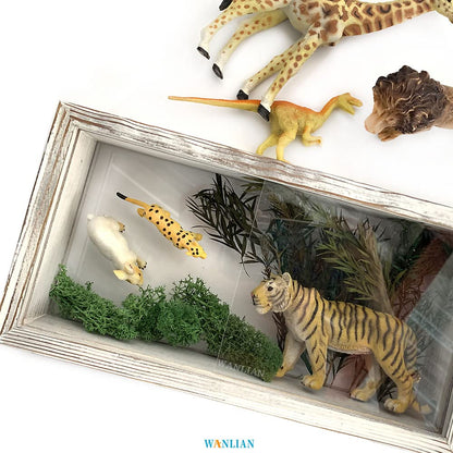 Shadow Photo Frame,Wooden Double-Sided High-Definition Plexiglass Storage Box, DIY Display Box, Suitable for Dried Flowers, Specimens, Handicrafts, Baby Souvenirs and Photos (Rustic White)