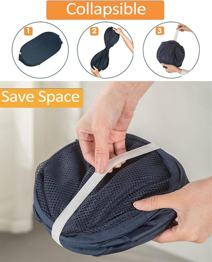 Navy Blue Durable Foldable Laundry Hamper, 22.8 x 14.2 x 14.2 inches