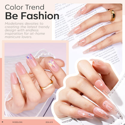 modelones Gel Nail Polish Set 2 Pcs 15ml French Manicure Kit White Nude Pink Jelly Sheer Gel Polish Soak Off UV LED Classic French Tip Gel Polish Natural Nail Art DIY Gift for Women