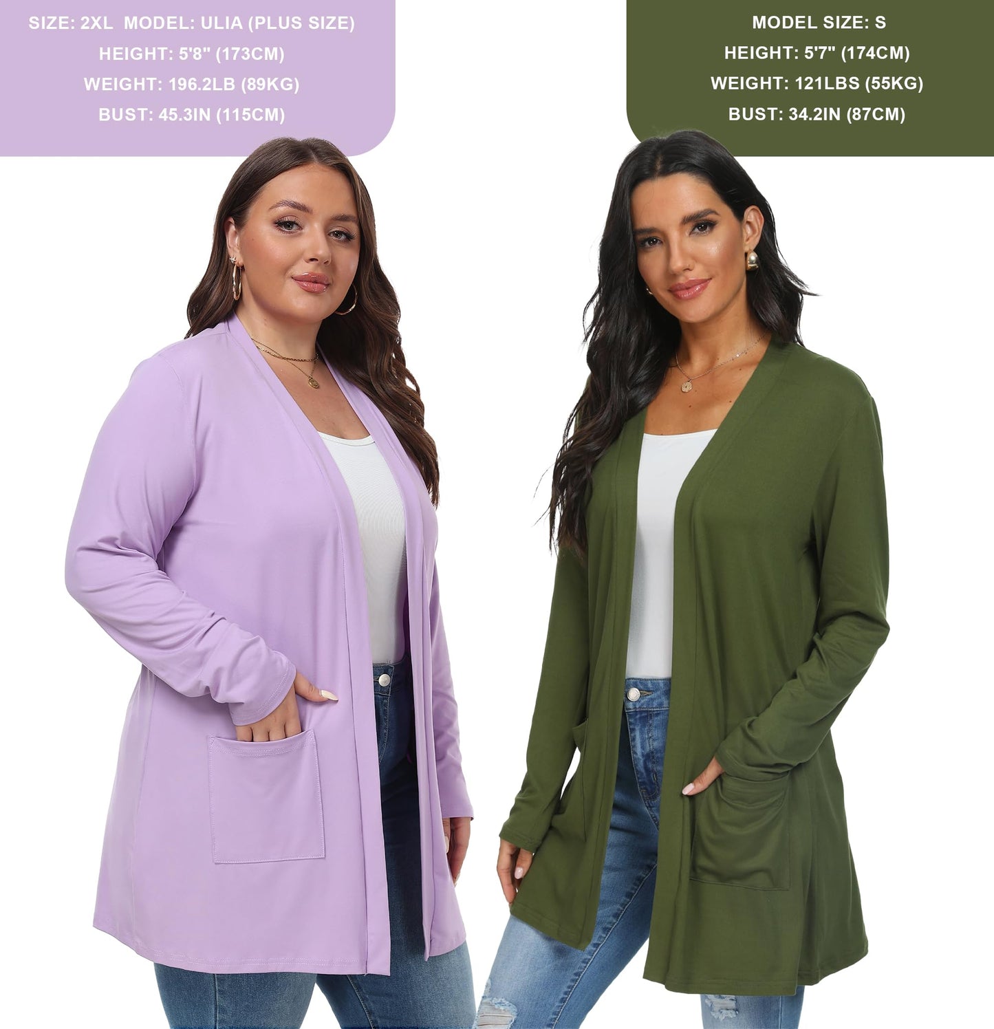 QIXING Womens Cardigan with Pocketes Long Sleeve Casual Lightweight Open Front Cardigan