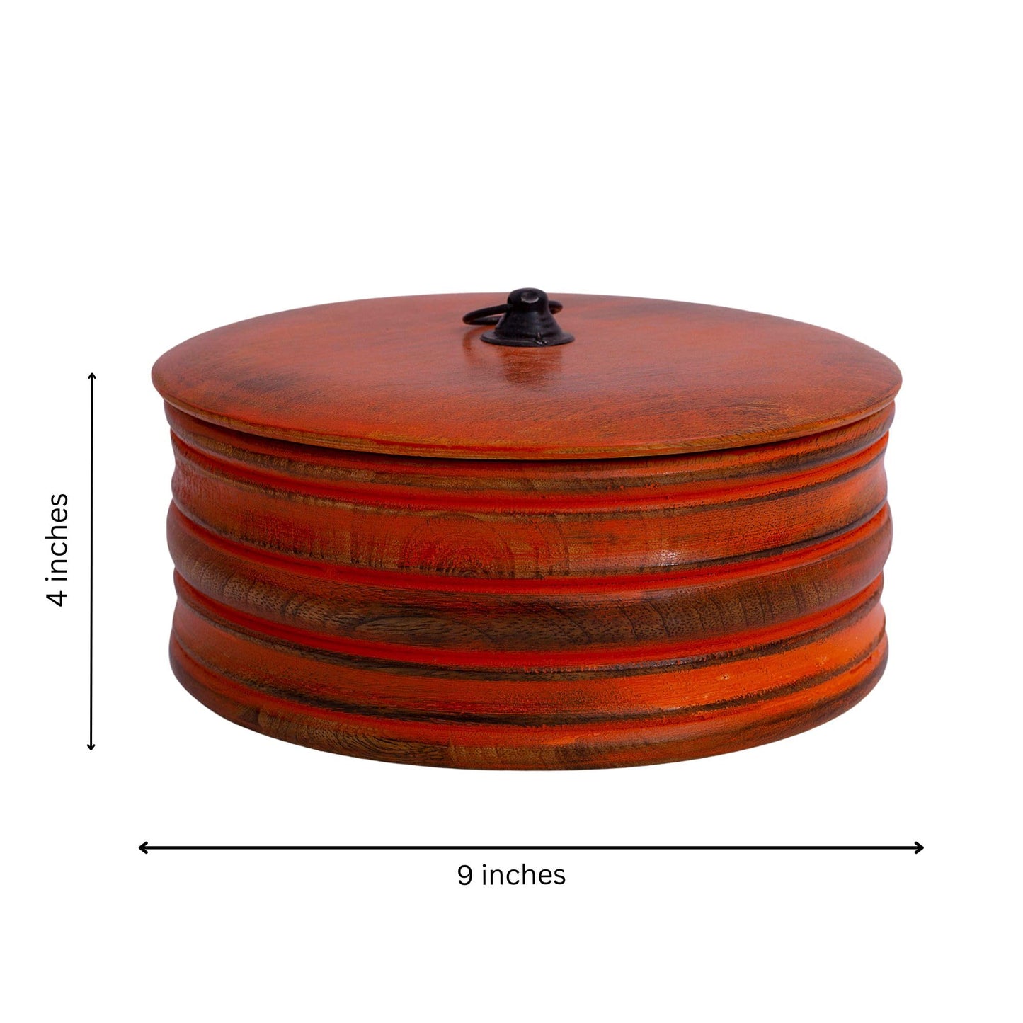 Handcrafted Wooden Mexican Tortilla Warmer Basket Indian Chapati Roti Bread Holder Box Pancake Keeper Serveware Hot Pot Casserole Dish With Lid Home Kitchen Dining Decor, Natural Brown, 9 x 4 Inches