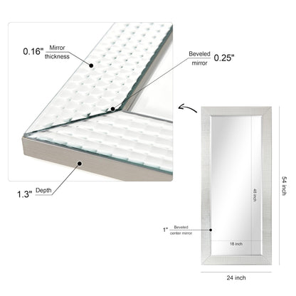 Empire Art Direct 54" x 24" Beveled Wall Mirror, Full Length, Wall-Mounted Mirrors with Solid Wood Frame Covered Prism Panels, Modern Mirror for Bathroom, Vanity, Bedroom, Hallway, Living Room