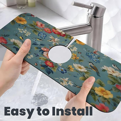 Flowers Kitchen sink faucet pad, strong water absorption, anti slip, very