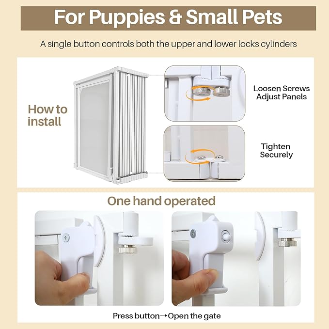 NiceTCU 24" H Acrylic Dog Playpen Indoor, Metal Frame Clear Dog Playpen with Door - 12 Panels, Easy Assemble Pet Fence, DIY Foldable Pet Pen for Ducks Puppy Rabbit Small & Medium Pets- 12Pcs White