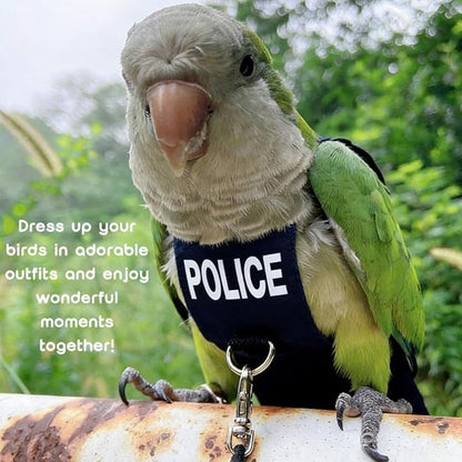 Bird Diaper Flight Suit, Cute Cosplay Parrot Clothes, Easy-to-Wear Washable Nappy, Durable Metal Ring Harness for Cockatiel, Conure, African Grey, Parakeet Outdoor Flying (Without Leash,XXL)