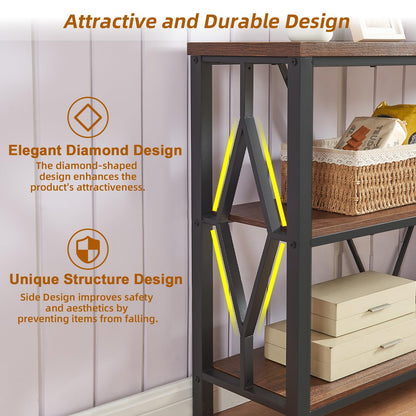 HOMISSUE Sofa Console Table, Rustic Console Table with 3-Tier Storage, Engineered Wood Sofa Tables with Open Shelves, Heavy Duty Entryway Tables for Living Room, Hallway (47 Inch, Rustic Brown)