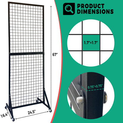 PAODIJO Fordable grid wall panel display stand- 5.5”*2” wire display shelves for merchandise vendor events,portable wreath display rack for craft shows