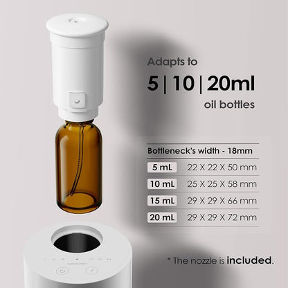 Airversa Waterless Essential Oil Diffuser Starter Kit with 4 x 10mL Hotel Scent Fragrance Oil, Battery Operated Mini Scent Air Machine Portable Diffuser for Home Car Office, AN6Kit-04 White