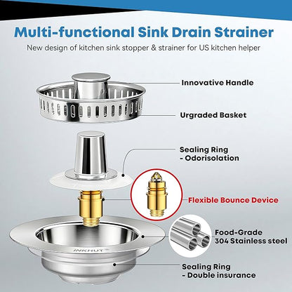 Upgraded 3 in 1 Kitchen Sink Drain Strainer