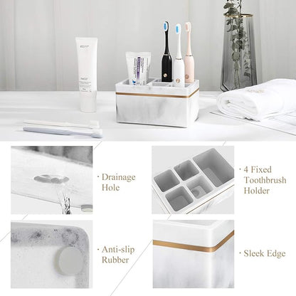 Shinowa Resin Toothbrush Holder, 5 Slots Hygienic Electric Toothbrush Holder