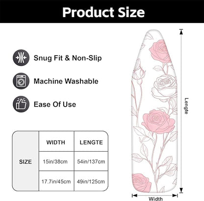 Floral Ironing Board Cover 17.7"x49", Standard Size Iron Board Covers