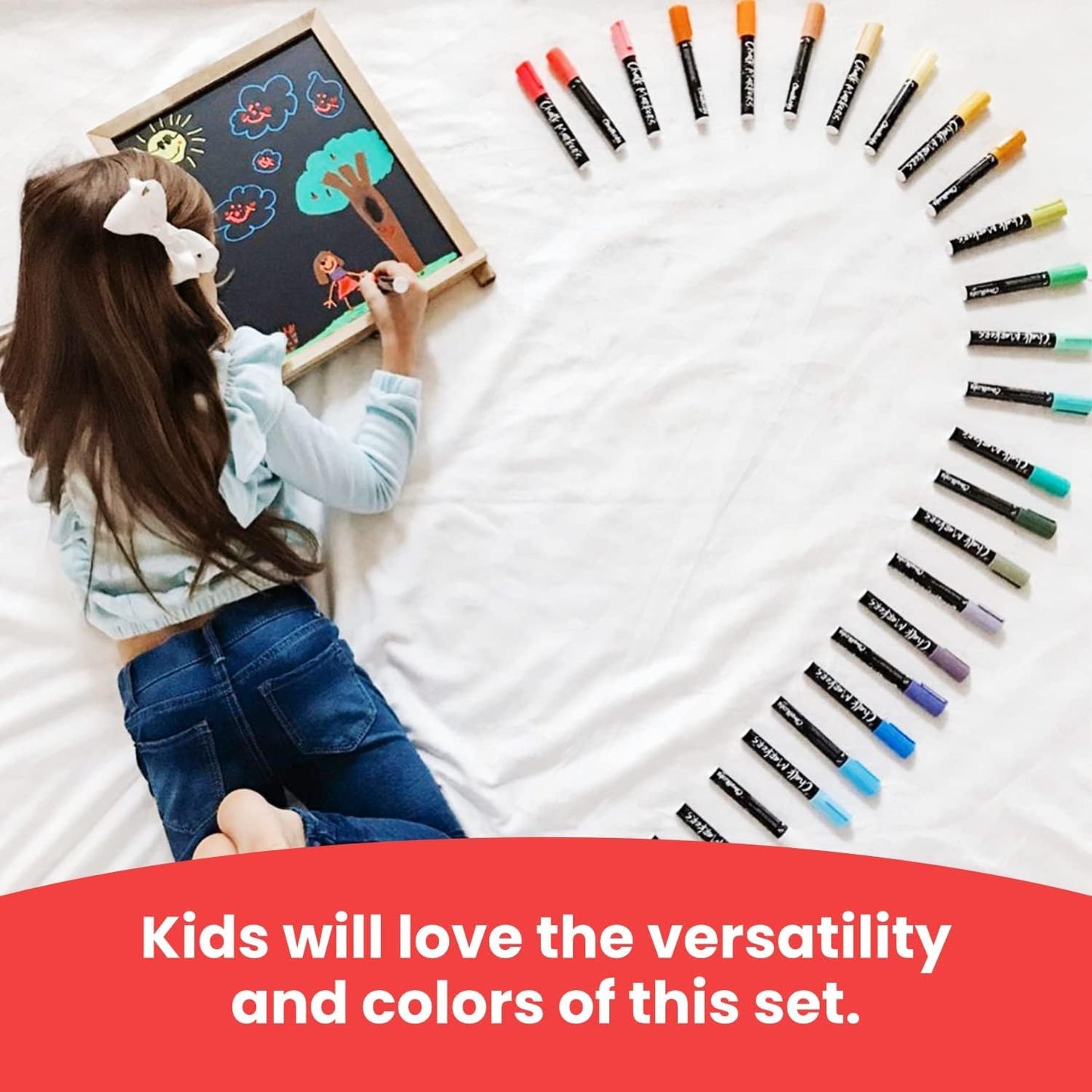 Chalkola Chalk Markers - Pack of 40 (Neon, Pastel & Metallic) Liquid Chalk Pens - For Chalkboard, Blackboard, Window, Labels, Bistro, Glass, Car, Board - Wet Wipe Erasable Ink - 6mm Reversible Tip