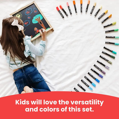 Chalkola Chalk Markers - Pack of 40 (Neon, Pastel & Metallic) Liquid Chalk Pens - For Chalkboard, Blackboard, Window, Labels, Bistro, Glass, Car, Board - Wet Wipe Erasable Ink - 6mm Reversible Tip