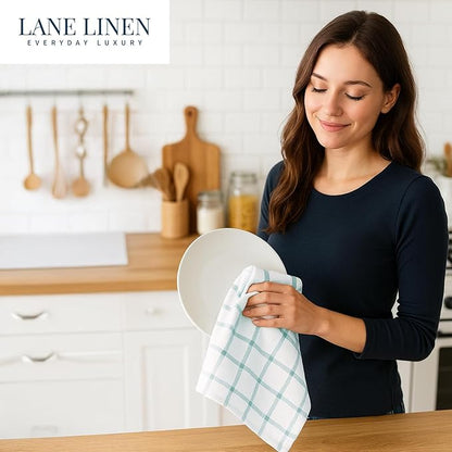LANE LINEN Kitchen Towels & Dishcloths Set of 12-100% Cotton, Quick-Drying 18”