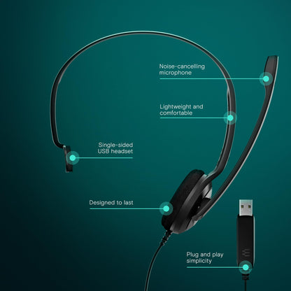 EPOS PC 7 USB Wired Headset – Lightweight Noise-Cancelling Boom Mic, Wideband Audio, Plug-and-Play USB-A, Crystal-Clear Calls for Skype, Zoom & Teams – Compatible with Windows, macOS, Chromeboo, Black