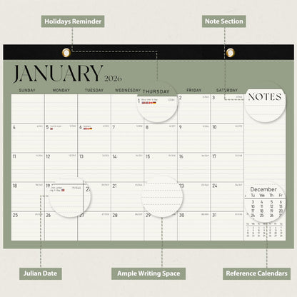 2026 Desk Calendar, Large Desktop/Wall Monthly Calendar (Jan. 2026 - Jun. 2027) 17'' x 12'' School Year Desk Planner for Teacher Family School Office Supplies