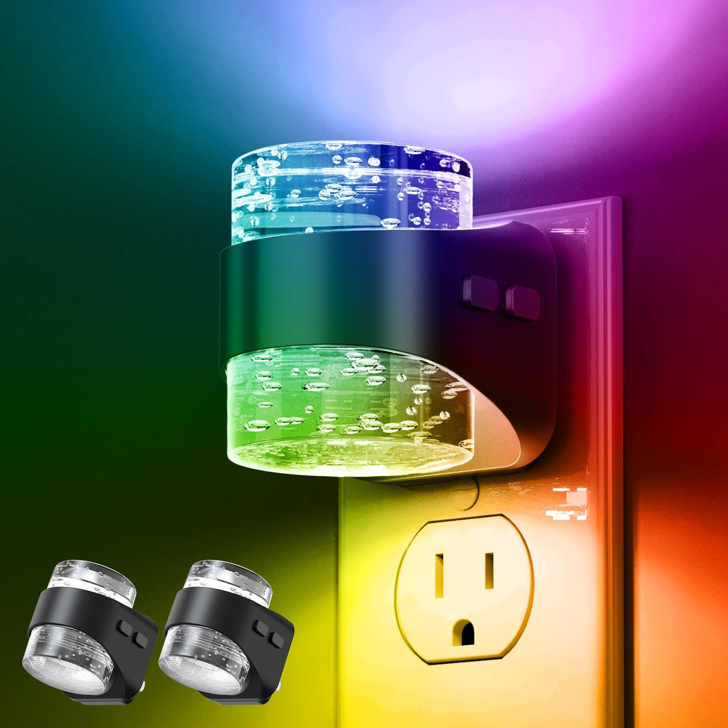 L LOHAS LED Night Light, Bubble Night Lights Plug into Wall,2 Pack 3000K/4000k/5000K Adjustable Color Temperature Night Light,Dimmable Nightlights with Dusk to Dawn Sensor for Rooms Bathroom Hallway