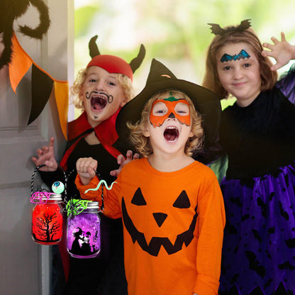 Halloween Craft for Kids,4PCS Halloween Mason Jar Kit with Accessories for Kids DIY,Halloween-Theme Art Activities Supplies Gifts for Kids Aged 4-12,Party Decoration Classroom Trick or Treat
