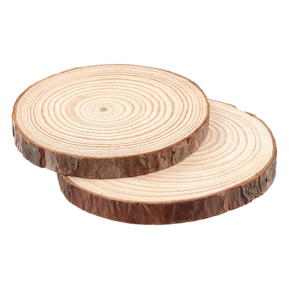 SOUJAP 100Pcs 3.5-4 Inch Natural Wood Slices, Unfinished Wooden Slices with Tree Bark, Wood Log Discs Circles for DIY Crafts, Centerpieces