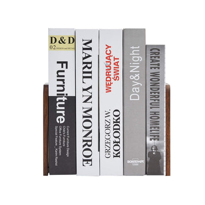 Pandapark Wood Bookends,Non-Skid Bookend for Shelves,Heavy Duty Bookends,Book Stand for Books/CDs,1 Pair