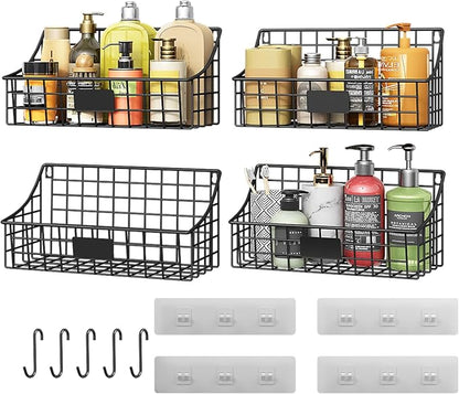 Hanging Wall Wire Basket-4Pack, Large Metal Organizer Baskets & Bathroom Shower