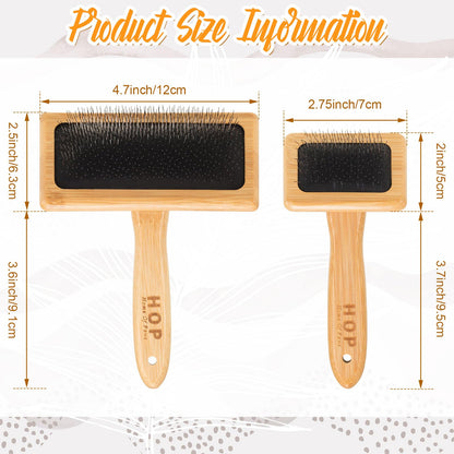 Rtteri 4 Pcs Wooden Wool Carder Hand Carders Slicker Brush Wool Carding Brush Needle Felting Tool for Yarn Weaving Blending Roving Craft Project Kit Supplies Pet Grooming, 2 Sizes