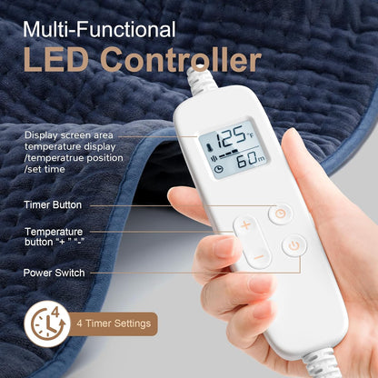 VAAGHANM Heating Pad: 33 x 17 inches Electric Heating Pad for Back Pain Relief -Extra Large Heat Pad for Shoulder/Neck/Cramp/Menstrual Pain - Upgraded 6 Timer & 6 Temperature Controller