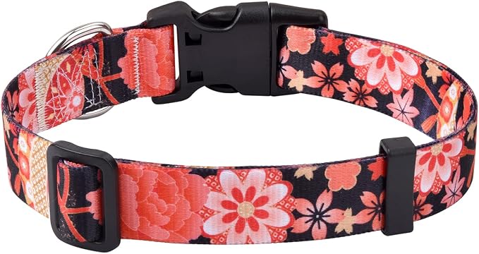 Mihqy Dog Collar with Bohemia Floral Tribal Geometric Patterns - Soft Ethnic Style Collar Adjustable for Small Medium Large Dogs(Red Flower A,XS)