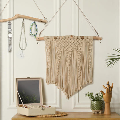 Chunful 4 Pcs 15 Inch Driftwood Wall Hanging Jewelry Hanger Rustic Wood Logs Hanging Branch Decor with 5 Hooks Natural Driftwood Decorative Branches Farmhouse Wooden Hook Mounted