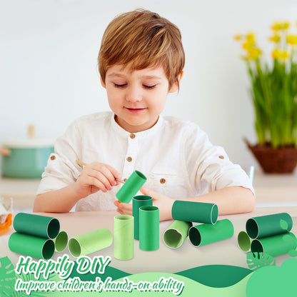 Henoyso 100 Packs Cardboard Tubes for Crafts, Thick Toilet Paper Rolls Empty for Kids Classroom Projects End of School Year Crafts Mother's Day DIY Gift Supplies (1.57 x 3.74 Inch,Green Series)