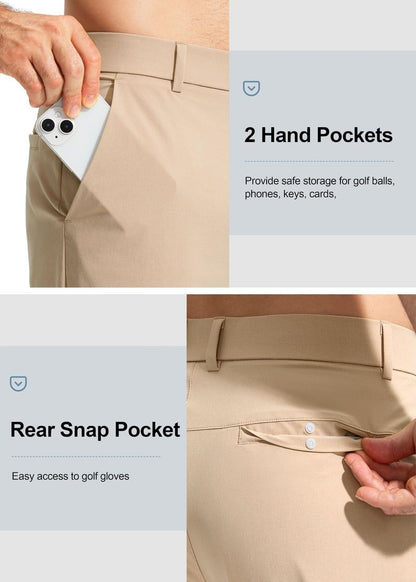 Pudolla Men's Golf Pants Mens Dress Slacks Pants Stretch Work Comfy Pants 34 Quick Dry Casual Trousers with Pockets(Khaki 36Wx34L)