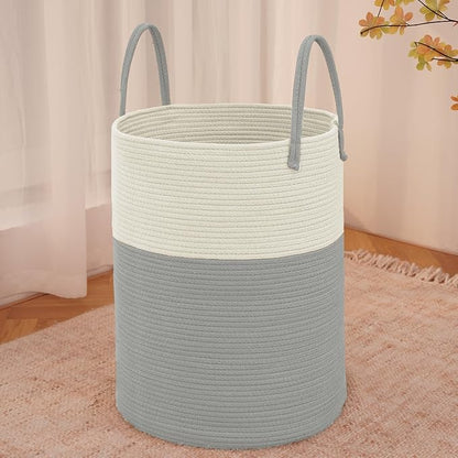 Large Woven Laundry Basket Hamper, 100L Cotton Rope Storage Bin