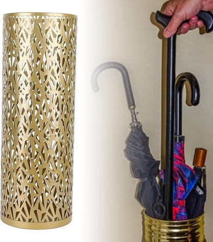 Umbrella Stand Rack for Entryway Metal Hollowed Freestanding Round Umbrella Holder Organizer Bin for Home Hotel Office Decor (Medium)