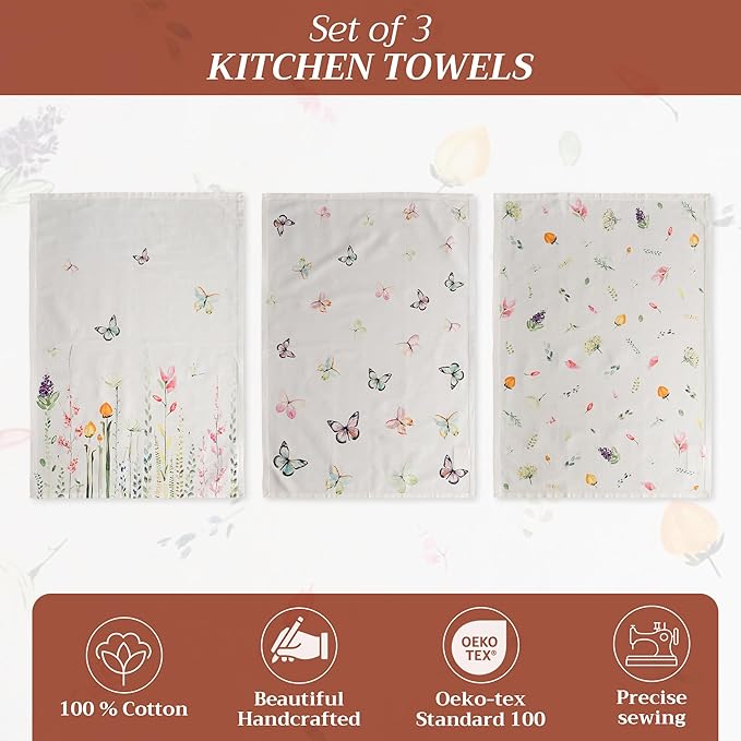 Maison d' Hermine Kitchen Towels Set of 3 100% Cotton 27.50" x 20" Reusable