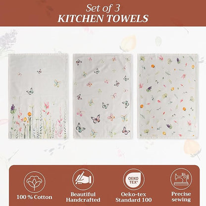 Maison d' Hermine Kitchen Towels Set of 3 100% Cotton 27.50" x 20" Reusable