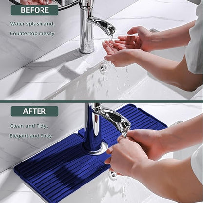 Faucet Mat for Kitchen Sink, Silicone Faucet Handle Drip Catcher Tray, Drying