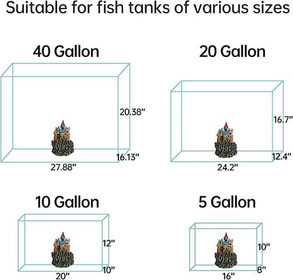 Fish Tank Castle Aquarium Decor – Large Resin Aquarium Ornaments for Aquarium Decorations, Safe Hideout Cave for Small Fish & Shrimp, Fairy Tale Fish Tank Accessories for Aquascape & Gifts