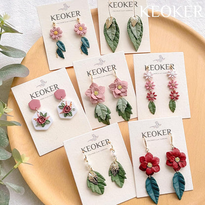 Keoker Leaf Clay Cutters Set, 7 Shapes Polymer Clay Leaf Cutters with Polymer Clay Press Mold, Polymer Clay Earring Molds, Spring Polymer Clay Earring Cutters, Polymer Clay Earring Tools