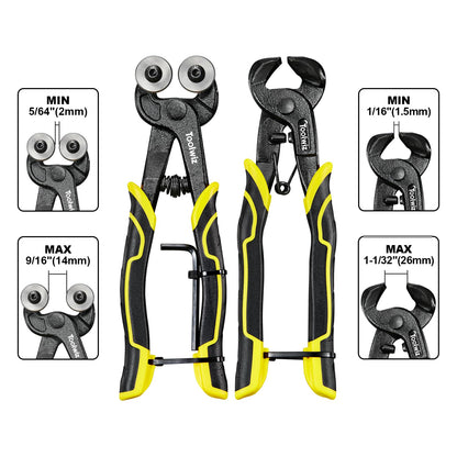 Toolwiz Glass Tile Nippers 2 pcs Heavy Duty Tungsten Carbide Wheeled Stained Glass Mosaic tiles and Hd Ceramic Tile Nipper Pliers Tools with Ergonomic Handles for Porcelain Mirror Stone DIY Projects