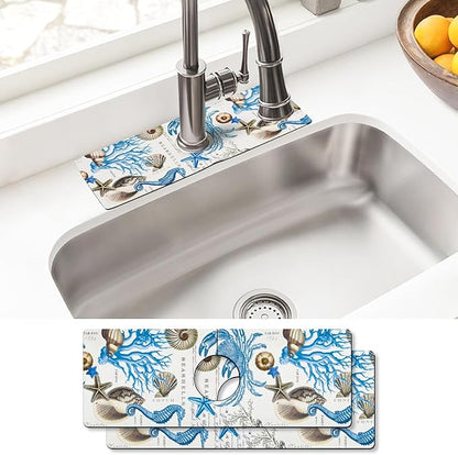 Sink Faucet Absorbing Mat, 2 Pack Drying Mat Around Faucet Sink Splash Guard