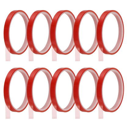 uxcell 10 Rolls Heat Tape, 10mm x 16m(52FT) No Residue High-Temperature Resistant Tape Heat Transfer Tape for Sublimation Electronics 3D Printing Soldering, Red