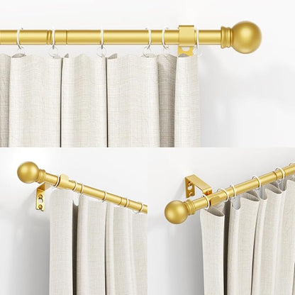 Thestoa Gold Curtain Rods for Windows 30-46 Inch, 5/8" Stainless Steel Small Curtain Rod for Bedroom, Living Room,Kitchen,Farmhouse