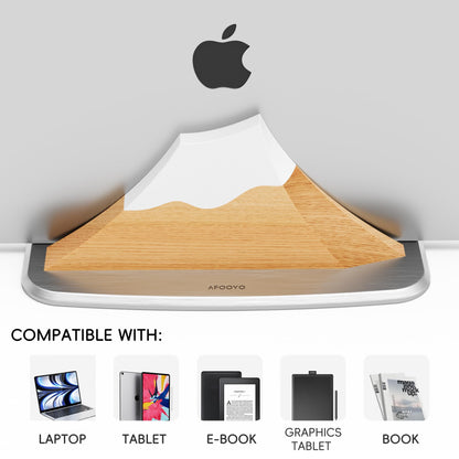 AFOOYO Vertical Dual Laptop Stand - Snow Peak-Shaped Wooden Adjustable Laptop Holder,2 Slots Desktop Dock Compatible with All MacBook, Surface,Chromebook,Dell & More(Beechwood)