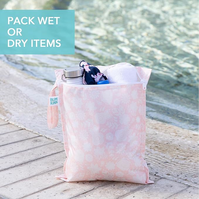 Bumkins Waterproof Wet Bag for Baby, Swim Suit, Cloth Diapers, Pump Parts