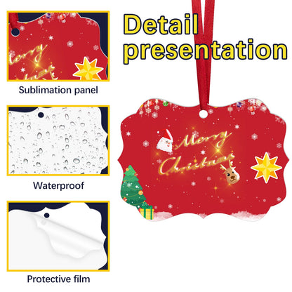 50 pcs Metal Christmas Ornaments,DIY Handmade Crafts Double Sided Sublimation Ornaments,3.9″ × 2.7″ Sublimation Christma Ornament Blanks for Christmas Tree Decor Blank Ornaments