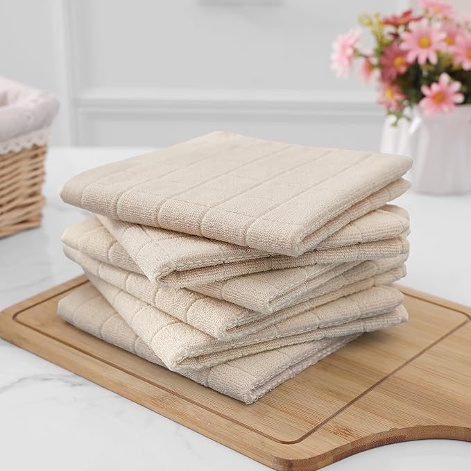 Homaxy 100% Cotton Terry Kitchen Dish Cloths, Ultra Soft and Absorbent Dish