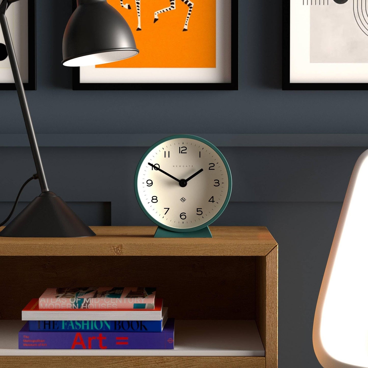 NEWGATE® M Mantel Echo Desk Clock | Modern Round Design | Eden Green | Easy to Read Numbers | Contemporary Style for Desk, Table, Shelf or Bedside